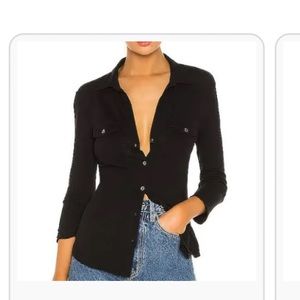 james perse black 100% cotton blouse